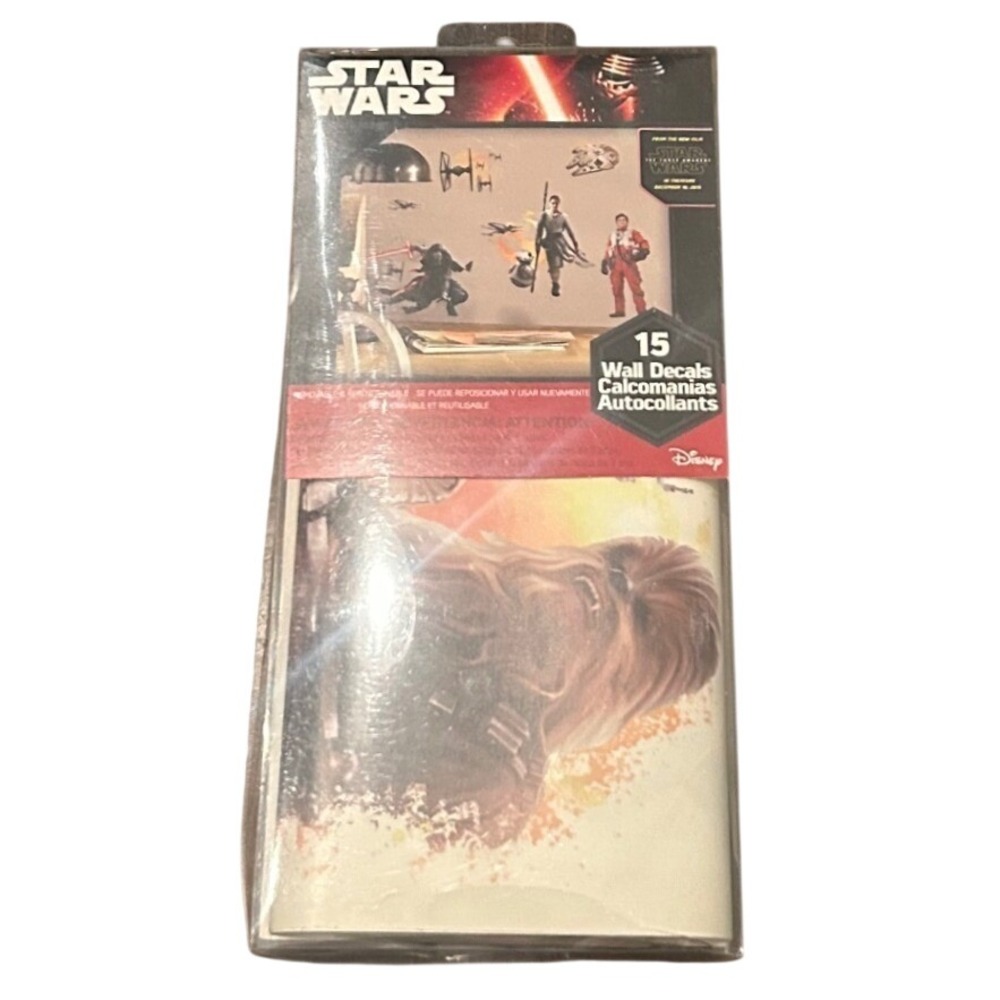 Star Wars Wall Decals Kids New Force Awakens 15pc Peel Stick Playroom Bedroom